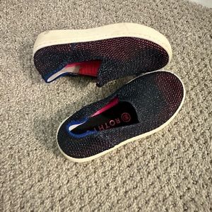 RARE Rothy's Blue and Pink Girls Slip-On Sneakers